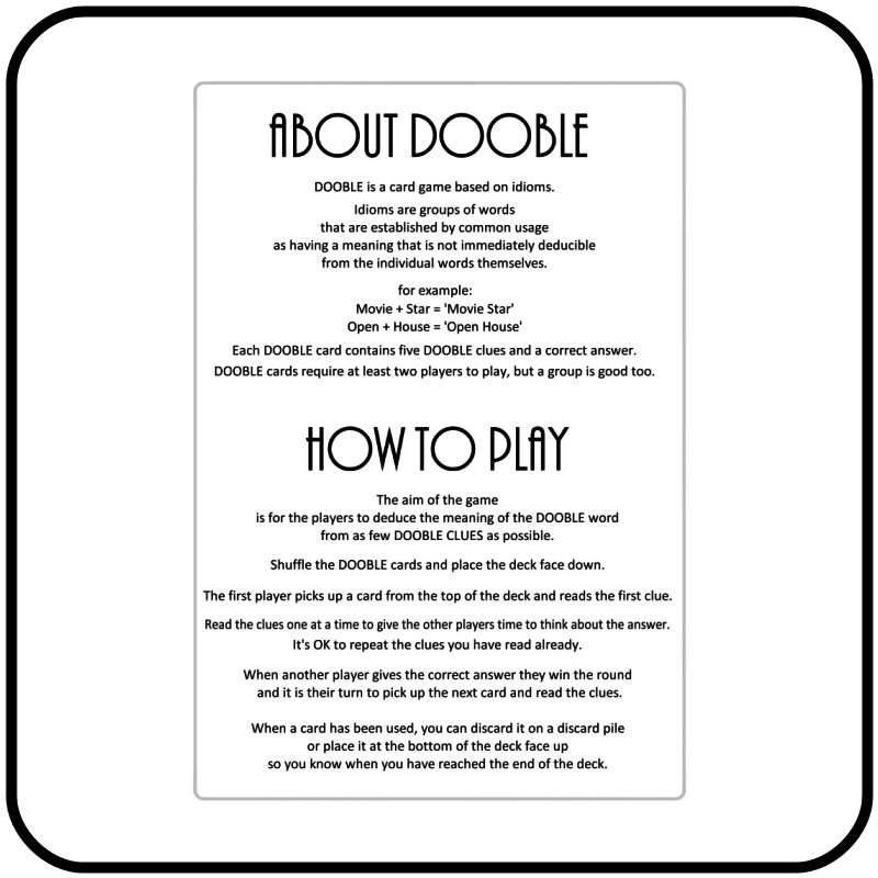 Dooble Card Game