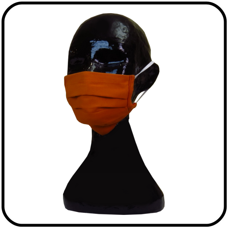 Cotton 3 Layer Face Mask - Orange and Orange Red Pattern