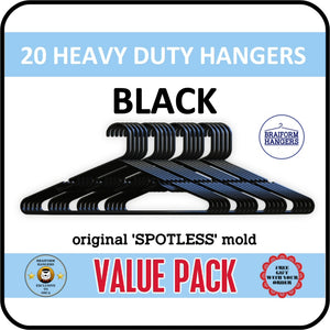 Plastic Clothes Hangers - Heavy Duty - Black
