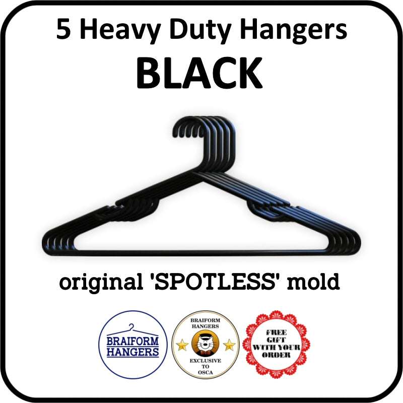 Plastic Clothes Hangers - Heavy Duty - Black
