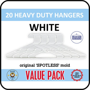 Plastic Clothes Hangers - Heavy Duty - White