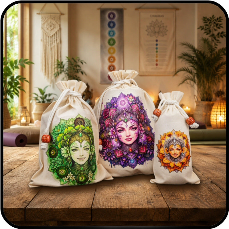 Osca Calico Reusable Gift Bags - Chakra Mandala