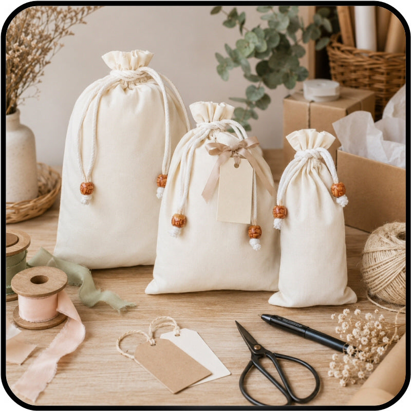 Osca Calico Reusable Gift Bags - Plain