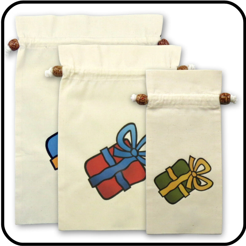 Osca Calico Reusable Gift Bags - Christmas Ribbons