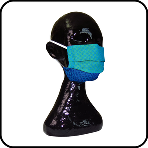 Cotton 3 Layer Face Mask - Blue and Blue Green Pattern