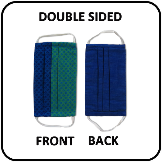 Cotton 3 Layer Face Mask - Blue and Blue Green Pattern